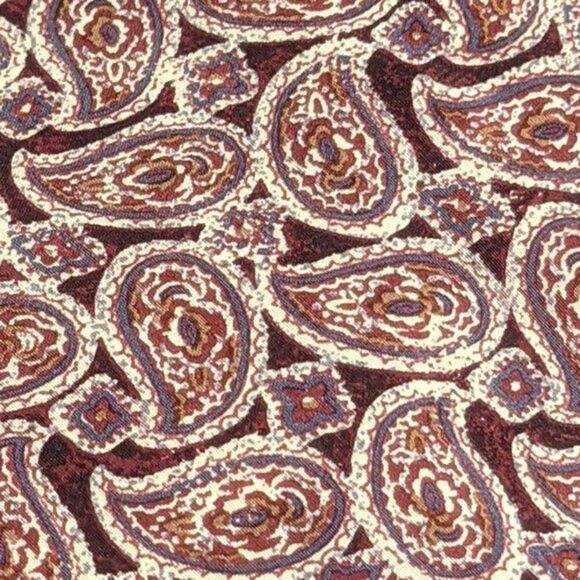 Men's Vintage 100% Italian Silk Tie  Burgundy Paisley Motif - Picture 10 of 13